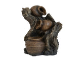 6.3x5.1x10.8" Decorative 3 Tier Water Fountain with Pot Design, Brown W2078138944