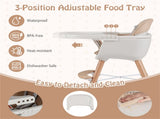 6-in-1 Convertible Baby High Chair, Beech Wood Frame 5-Point Harness for 6-36 Months 87653187