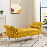 ZNTS Yellow, PU Leather, Metal Feet Upholstered Ottoman Bedroom Lounge Ottoman Flip Top Storage Sofa 74324756