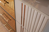 Gold Detailed Dresser made with Wood in Gray B00957544