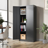 71"H Metal Garage Storage Cabinet, Black Tool Steel Locking Cabinet with Doors and 3 Shelves, Tall 81017127