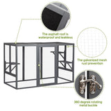 Spacious wooden cat cage with waterproof roof with adjustable pedals suitable - gray black W2181P151919