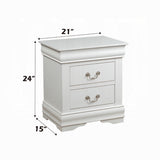 Solid Pine Nightstand with 2 Drawers in White Finish B016P253276