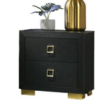 Gorgeous Black 1pc Nightstand Square Pull Handle Metal Legs Bedside Table Bedroom Furniture B011P326195