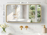 Anti-Fog Bathroom Wall Mirror 20" x 28" Shatterproof Mirror with Rectangular Metal Frame, Gold 89828066