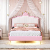 ZNTS Twin size Upholstered Princess Bed With Crown Headboard,Twin Size Platform Bed with Headboard and WF315552AAH