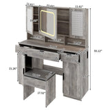 Large Vanity Table Set with LED Lighted Mirror and 2 DIY Pegboards, 5 Hooks, Vanity Desk with 11975877