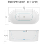 67" Acrylic Freestanding Bathtub-Acrylic Soaking Tubs, Fluted style-Gloss White Freestanding Bathtub W2568P166155