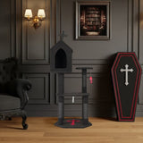Gothic Cat Tree with Coffin Bed, 57" Cat Tower with Spacious Cat Condo, Scratching Posts, Hanging 12254559