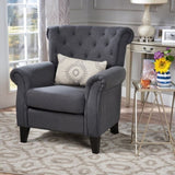 ZNTS Mirod Comfy Accent Chair with Tufted Backrest, Bedroom Single Seat Arm Chair with Wooden Legs, 36794.00FDGY