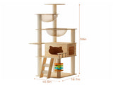 59" Modern Cat Tower, Wood Cat Tree Tower for Indoor Cats, Cat Treewith Sisal-Covered Scratching W3101P383595