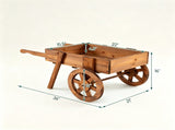 3-Tier Wooden Plant Display Stand, Carbonized Fir Wood Flower Cart with Chalkboard & Rolling Wheels, 19066002