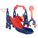 ZNTS 5 in 1 Slide and Swing Playing Set, Toddler Extra-Long Slide with 2 Basketball Hoops, Football, W2181P149199