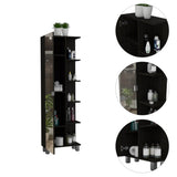 Urano Mirror Linen Cabinet, Four Interior Shelves, Five External Shelves -Black B07091992