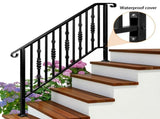 Matte Black Outdoor 4 Level Iron Handrail 88619565