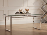 51" Modern Minimalist Rectangular Glass Dining Table for 4-6 with 0.31" Tempered Glass Tabletop and W2189133704