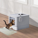 ZNTS Large Enclosed Cat Litter Box with Lid Cover, Detachable Cat Toilet with Litter Scoop & Slide Out 04861288