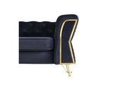 Modern Tufted Velvet Sofa 87.4 inch for Living Room Black Color W579107799