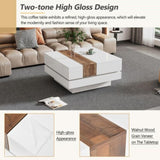 ZNTS ON-TREND 31.4'' x 31.4'' Square Coffee Table with Sliding Tabletop, High Gloss Center Table with N721P180696K