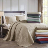 3 Piece Reversible Bedspread Set Balsam Green Queen B035P266673