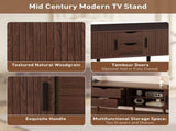 70 Inch Mid Century Modern TV Stand, TV Stand for 80 Inch TV, TV Stand with Tambour Doors, Drawers N710P339446P