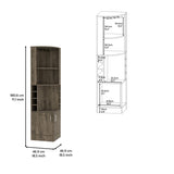 Syrah Corner Bar Cabinet, Eight Bottle Cubbies, Double Door, Two Open Shelves -Dark Brown B20091985