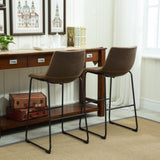 Lotusville Vintage PU Leather Barstools, Set of 2, Antique Brown T2574P164861
