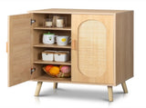 Modern Rattan Shoe Storage Cabinet with Double Doors and Adjustable Shelves, Accent Cabinet for 48636771