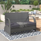 U_STYLE Versatile outdoor loveseat that converts to four seats and a table, suitable for gardens and WF321803AAE