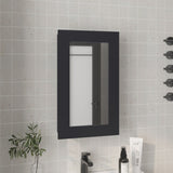 Medicine Cabinet 25.7" H, 1 Door, 3 Shelves, 1 Mirror, Black B097P250883