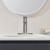 Brushed Nickel Single Handle Bathroom Faucet Deck For 1 or 3 Holes,Laundry Vanity Sink Faucet 14143299