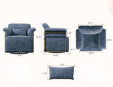 360 Degree Square Swivel Accent Sofa Chair,Fluffy Fabric Lounge Wide Upholstered Reading Chair with W2012P319079