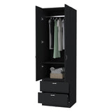 Tall Mayer Wardrobe in Melamine with Two Doors and Two Drawers B128P203059