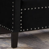 Upholstered Tufted Button Storage Bench with nails trim,Entryway Living Room Soft Padded Seat with W2186139086