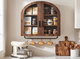 Arched Ceiling 2 Glass Doors 3 Shelves Bathroom Vanity MDF Melamine-Faced Bathroom Vanity with Towel 72083744