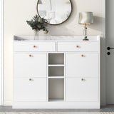 ON-TREND Modern Tipping Bucket Shoe Cabinet with 4 Flip Drawers, Multifunctional WF300851AAK