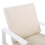 Patio Lounge Chair, Outdoor Club Chair with Beige Cushion and White Acacia Wood Frame N779P291591W
