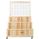 3-Tiers Raised Garden Bed with Trellis, 53" H Vertical Planter Box with Wheels & Back Storage Area, W465P189518