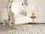 Modern Accent Chair Upholstered Armchair Single Sofa Chair with Curved Backrest and Gold Metal Legs N763P360684A