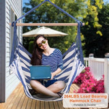 Hammock Hanging Canvas Porch Patio Swing Seat Portable Camping Rope Seat Wooden Stick Hammock 85262988