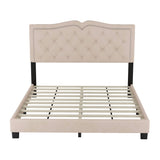 Queen Size Upholstered Bed Frame with Rivet Design, Modern Velvet Platform Bed with Tufted 90764002
