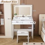 New Large Mirror Vanity Desk for Bed room , Modern Makeup Vanity Set with Power Outlet and Hair W509P339034