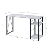 Rectangular Writing Desk with 2 Tier Shelf, Antique White and Black B016P312631