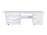 57.5" Foldable Sewing Machine Table with Locking Casters, Multi-Storage Craft Station with Shelves, 62895013