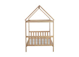 Twin House Bed with Headboard and Footboard, Twin Rubber Wood Bed with House Frame,White OAK W504P225961