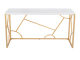 Contemporary Desk in Gold Metal and White Wood B202P223960