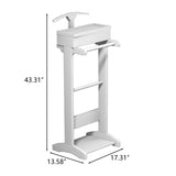 White Portable Garment Rack,Clothes Valet Stand with Storage Organizer W760P145401
