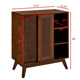 Mid Century Modern Rattan Sideboard Cabinet, Buffet Cabinet for Entryway Hallway Living Room Kitchen W1801P195630