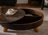 31.5" Retro Round Coffee Table with Storage Space, Suitable for Living Room and Office, Brown W757P370297