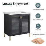 32Inch Freestanding Bathroom Vanity Plywood With Ceramic Sink, Soft Closing Door W999139424